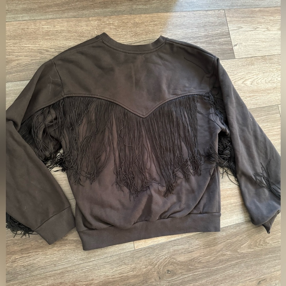 Levis Black Crewneck Fringe Sweatshirt Medium